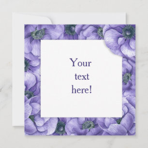 Violet anemone flowers card