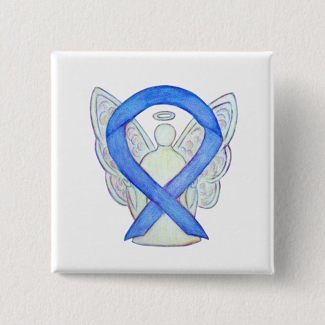 Violet Angel Awareness Ribbon Custom Art Pins (Front)