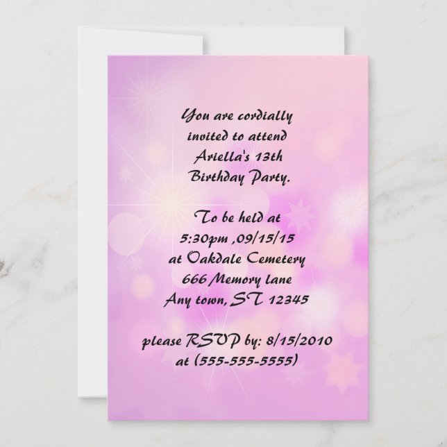 Violet Anime Princess Child's Birthday Invitations (Front)