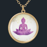 *~* Violet  AP33 Buddha Botanical Floral Lotus Gold Plated Necklace<br><div class="desc">(( search id AP33 for similar designs )) Simple and Minimal Abstract Boho Zen Watercolor soft with GOLD areas. There are options in shape and metal plating colours in Silver Plate and Gold Plate. * Energetically Enhanced Bohemian Botanical Garland / Bouquet Floral / Flowers Pastel Modern Popular softly Colourful Zen...</div>