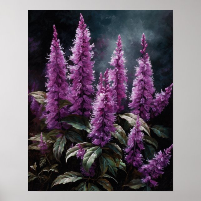 Violet Astilbe Flowers Art Print Poster (Front)