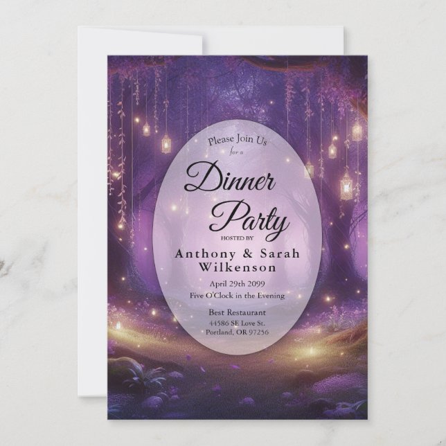 Violet at Midnight Enchanted Forest Restaurant  Invitation (Front)