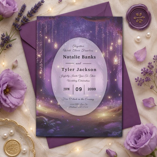 Violet at Midnight Enchanted Forest Wedding Invitation (Creator Uploaded)