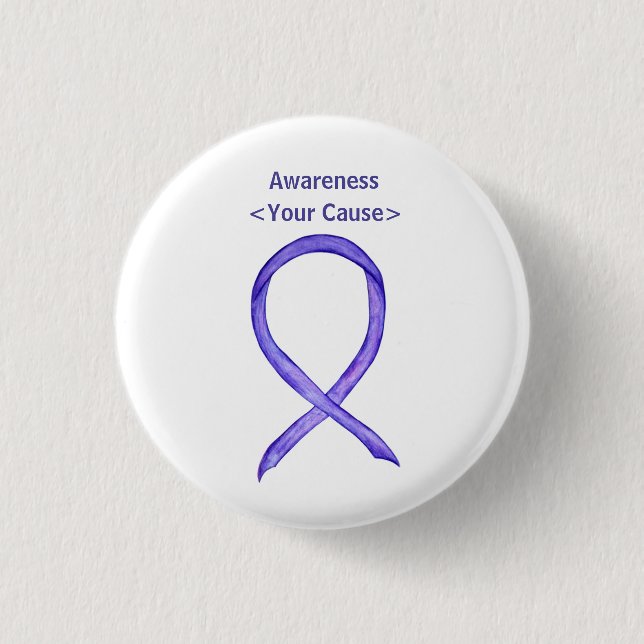 Violet Awareness Ribbon Custom Art Pins (Front)