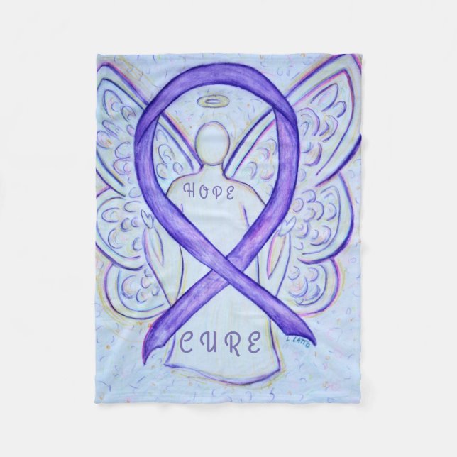 Violet Awareness Ribbon Hope Cure Angel Blanket (Front)