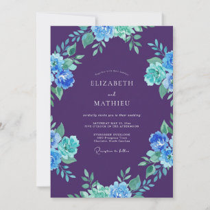 Violet Azure Painted Wedding Invitation