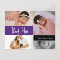 Violet Baby Girl Photo collage Birth Thank You