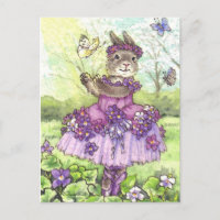 Violet Ballerina Bunny cute Postcard