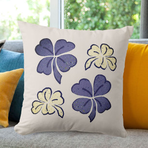 Violet Beige Clover Shamrock Drawing St. Patrick's Cushion