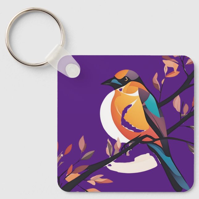 Violet Birdie Pendant Key Ring (Front)