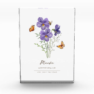 Violet Birth Month Flower Photo Block