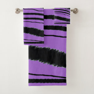 Violet Black Animal Print Gift  Bath Towel Set