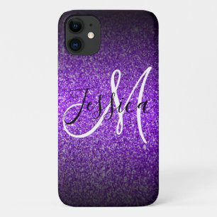 Violet Black Glitter Ombre Personalised Case-Mate iPhone Case