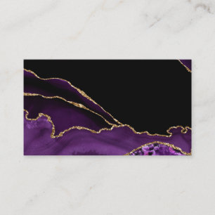 Violet Black Marble Agate Dark Glamour Golden Business Card