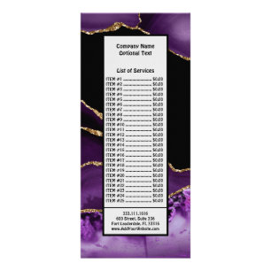 Violet Black Marble Agate Dark Glamour Golden Rack Card