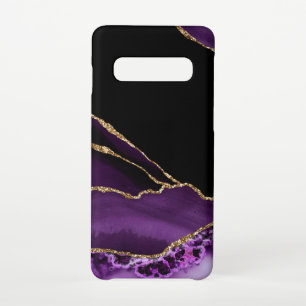 Violet Black Marble Agate Dark Glamour Golden Samsung Galaxy Case