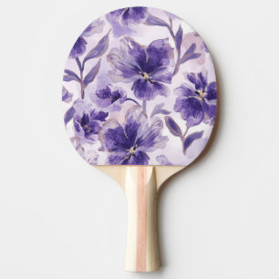 Violet Blooms Watercolor Purple Flowers Painted Ping Pong Paddle
