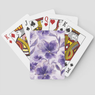 Violet Blooms Watercolor Purple Flowers Painted Playing Cards