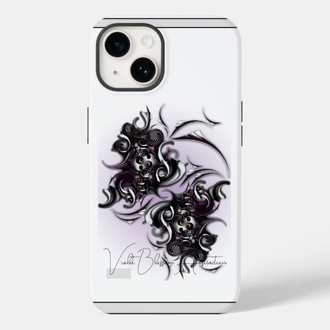 "Violet Blossom Abstraction", Apple iPhone 14 Case (Back)