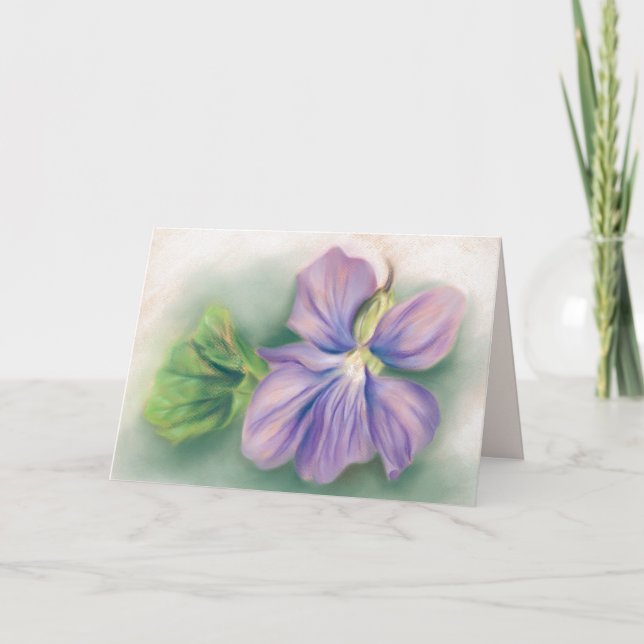 Violet Blossom and Leaf Pastel Birthday Card (Front)