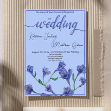 Violet Blue Floral Watercolor Wedding
