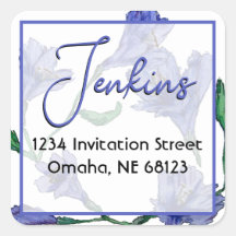 Violet Blue Floral Watercolor Wedding