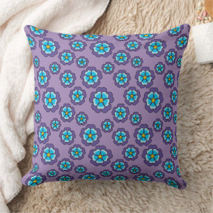 Violet Blue Flowers Pattern Cushion