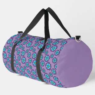 Violet Blue Flowers Pattern Duffle Bag