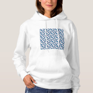 Violet Blue Flowers Pattern Hoodie