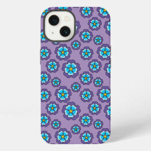 Violet Blue Flowers Pattern iPhone 13 Case