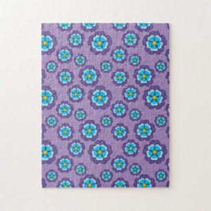 Violet Blue Flowers Pattern Jigsaw Puzzle
