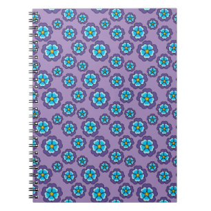 Violet Blue Flowers Pattern Notebook