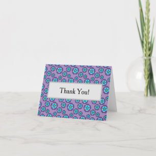Violet Blue Flowers Pattern Personalise Thank You Card
