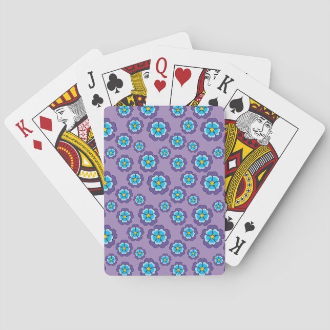 Violet Blue Flowers Pattern Playing Cards (Back)