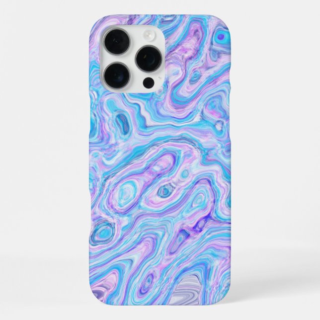 Violet Blue Marble Texture Abstract Liquid Paint iPhone Case (Back)