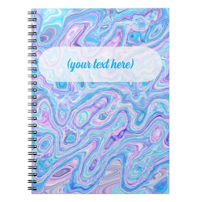 Violet Blue Marble Texture Abstract Liquid Paint Notebook (Front)