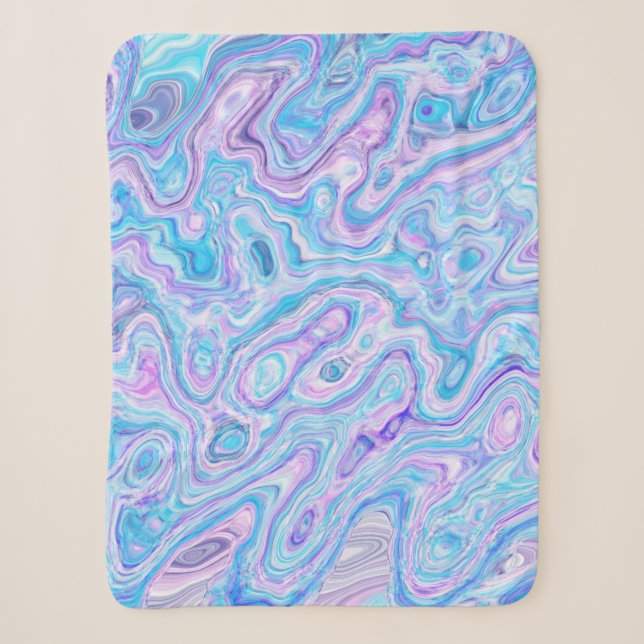 Violet Blue Marble Texture Abstract Liquid Paint Sherpa Blanket (Front)