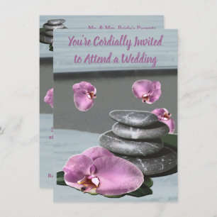 Violet Blue Orchid Rocks Wedding Invitation