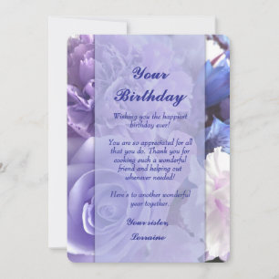 Violet Blue Rose Birthday Card