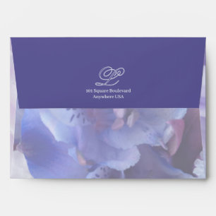 Violet Blue Rose Floral Envelope