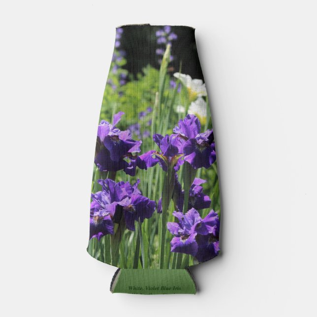 Violet Blue & White Siberian Iris Bottle Cooler (Front)