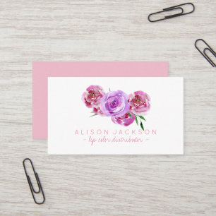 Violet blush peony bouquet lip colour distributor business card