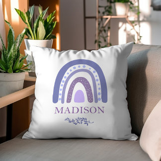 Violet Boho Rainbow Personalised Throw Pillow