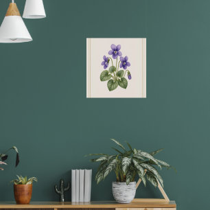 Violet Botanical, February Birth Flower Poster