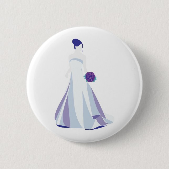 Violet Bouquet Bride 6 Cm Round Badge (Front)