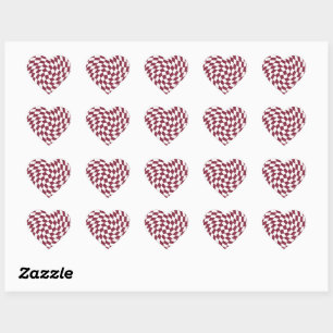 Violet Burgundy Wedding Collection Check Chequered Heart Sticker