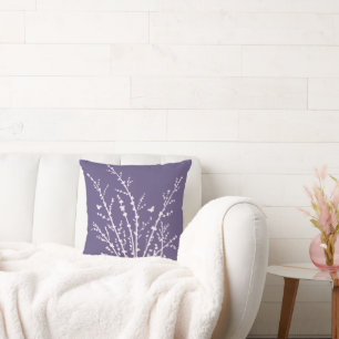 Violet Butterflies Botanical Branches Modern   Cushion