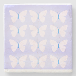 Violet Butterflies Marble Stone Coaster