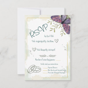 Violet Butterfly Watercolour RSVP Card