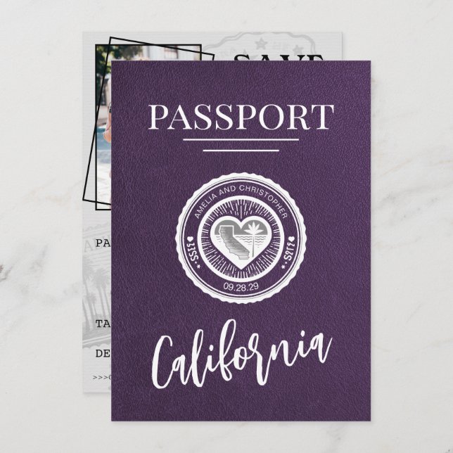 Violet California Passport Save The Date (Front/Back)